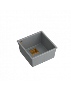 DAVID 40 + nano PVD 1-bowl undermount sink with square waste + save space siphon PVD colour / silver stone / copper elements