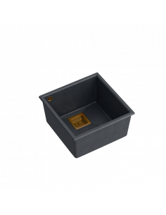 DAVID 40 + nano PVD 1-bowl undermount sink with square waste + save space siphon PVD colour / black diamond / copper elements