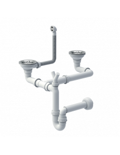 MANUAL SIPHON FOR GRANITAL SINKS Manual waste 3 1/2" with 2-bowls siphon, save space / steel