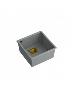DAVID 40 + nano PVD 1-bowl undermount sink with square waste + save space siphon PVD colour / silver stone / gold elements
