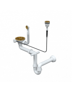 SIPHON PUSH-2-OPEN FOR GRANITAL SINKS PUSH TO OPEN waste 3 1/2" with 1-bowl siphon, save space, round button / gold nano PVD