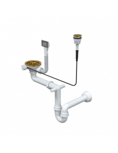 SIPHON PUSH-2-OPEN FOR STEEL SINKS PUSH TO OPEN waste 3 1/2" with 1-bowl siphon, save space, round button / gold nano PVD