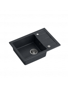 TOM 116 black 620x440x176mm, with manual siphon and plug