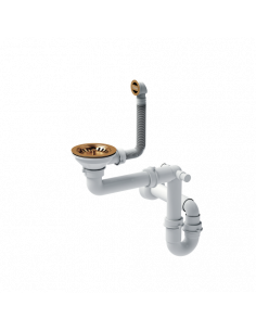 MANUAL SIPHON FOR GRANITAL SINKS Manual waste 3 1/2" with 1-bowl siphon, save space / copper nano PVD