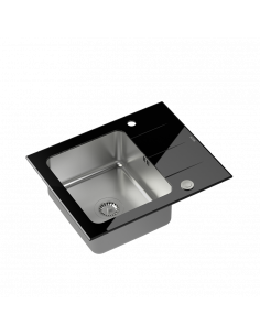 FORD 116 1-bowl inset sink with drainer + save space siphon / black top /steel bowl