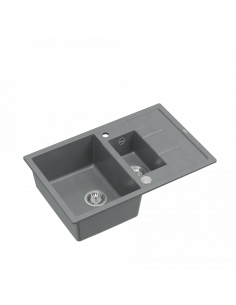 MORGAN 156 1,5-bowl inset sink with drainer + save space siphon / silver stone / steel elements
