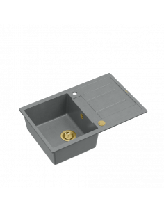 MORGAN 111 + nano PVD 1-bowl inset sink with drainer + save space siphon PVD colour / silver stone / gold elements