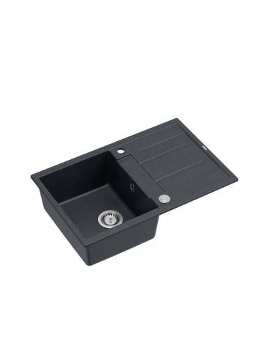 MORGAN 111 1-bowl inset sink with drainer + save space siphon / black diamond / steel elements
