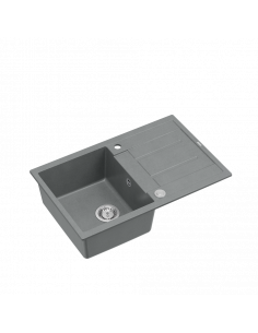 MORGAN 111 1-bowl inset sink with drainer + save space siphon / silver stone / steel elements