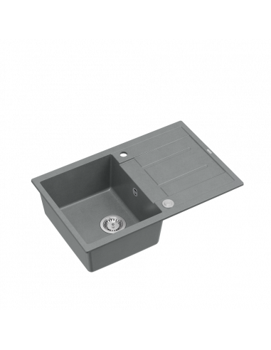 MORGAN 111 1-bowl inset sink with drainer + save space siphon / silver stone / steel elements