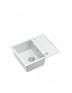 MORGAN 116 1-bowl inset sink with drainer + save space siphon / snow white / steel elements