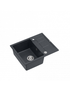 MORGAN 116 1-bowl inset sink with drainer + save space siphon / black diamond / steel elements