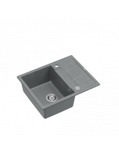 MORGAN 116 1-bowl inset sink with drainer + save space siphon / silver stone / steel elements