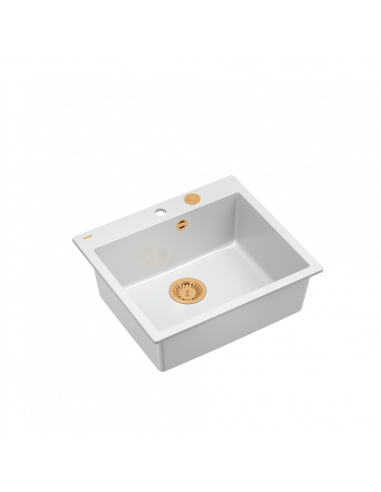 MORGAN 110 + nano PVD 1-bowl inset sink + save space siphon PVD colour / snow white / copper elements