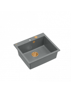 MORGAN 110 + nano PVD 1-bowl inset sink + save space siphon PVD colour / silver stone / copper elements