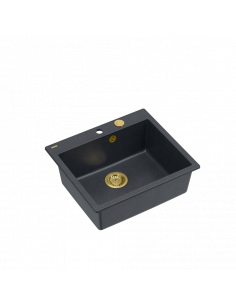 MORGAN 110 + nano PVD 1-bowl inset sink + save space siphon PVD colour / black diamond / gold elements