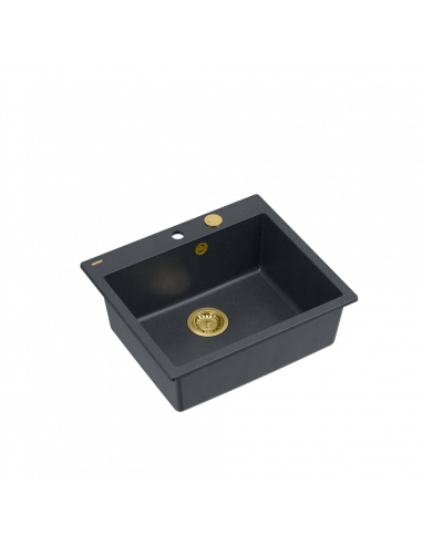 MORGAN 110 + nano PVD 1-bowl inset sink + save space siphon PVD colour / black diamond / gold elements