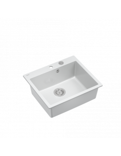 MORGAN 110 1-bowl inset sink + save space siphon / snow white / steel elements