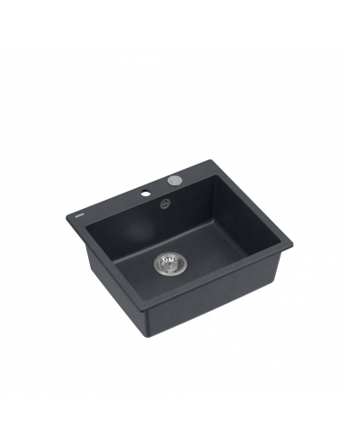 MORGAN 110 1-bowl inset sink + save space siphon / black diamond / steel elements