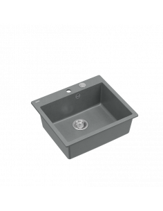 MORGAN 110 1-bowl inset sink + save space siphon / silver stone / steel elements