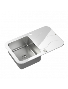 GLEN 211 1-bowl inset sink with drainer + save space siphon (colour of the bowl) / white top/ steel bowl