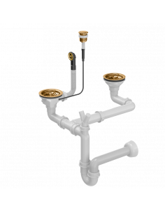 SIPHON PUSH-2-OPEN FOR GRANITAL SINKS PUSH TO OPEN waste 3 1/2" with 1-bowl siphon, save space, round button / copper nano PVD