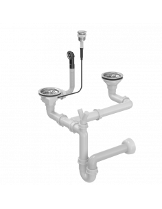 SIPHON PUSH-2-OPEN FOR GRANITAL SINKS PUSH TO OPEN waste 3 1/2" with 1-bowl siphon, save space, round button / steel