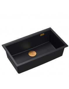 LOGAN 110 GraniteQ pure carbon 76x44x23,5 cm 1-bowl inset sink with manual siphon / copper