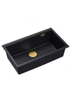 LOGAN 110 GraniteQ pure carbon 76x44x23,5 cm 1-bowl inset sink with manual siphon / gold