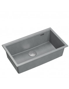 LOGAN 110 GraniteQ silver stone 76x44x23,5 cm 1-bowl undermount sink with manual siphon / steel
