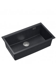 LOGAN 110 GraniteQ black diamond 76x44x23,5 cm 1-bowl undermount sink with manual siphon / steel