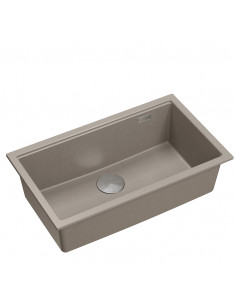 LOGAN 110 GraniteQ soft taupe 76x44x23,5 cm 1-bowl undermount sink with manual siphon / steel