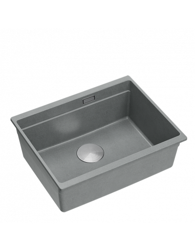 LOGAN 100 GraniteQ silver stone 59,5x45,1x21,5 cm 1-bowl undermount sink with manual siphon / steel