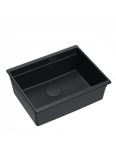 LOGAN 100 GraniteQ pure carbon 59,5x45,1x21,5 cm 1-bowl undermount sink with manual siphon / pure carbon