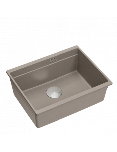 LOGAN 100 GraniteQ soft taupe 59,5x45,1x21,5 cm 1-bowl undermount sink with manual siphon / steel