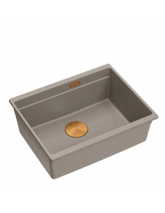 LOGAN 100 GraniteQ soft taupe 59,5x45,1x21,5 cm 1-bowl undermount sink with manual siphon / copper
