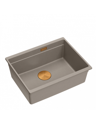 LOGAN 100 GraniteQ soft taupe 59,5x45,1x21,5 cm 1-bowl undermount sink with manual siphon / copper