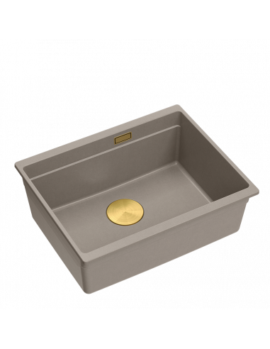 LOGAN 100 GraniteQ soft taupe 59,5x45,1x21,5 cm 1-bowl undermount sink with manual siphon / gold