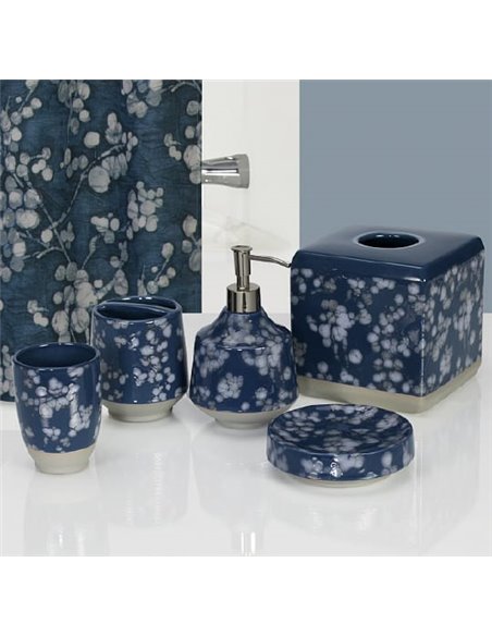 Creative Bath Bathroom Curtain Indigo Blossoms S1271BLU - 2