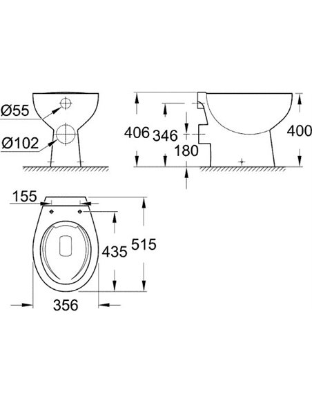 Grohe Back To Wall Toilet Bau Ceramic 39430000 - 3