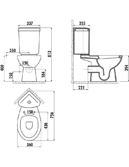 Creavit Toilet Corner SD310 - 3