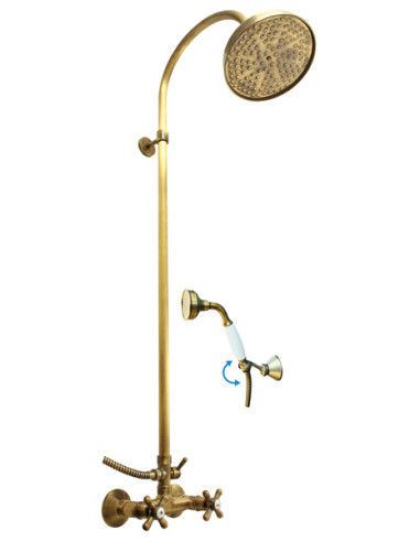 Shower mixer with shower column MORAVA RETRO bronze - Barva stará mosaz,Rozměr 100 mm