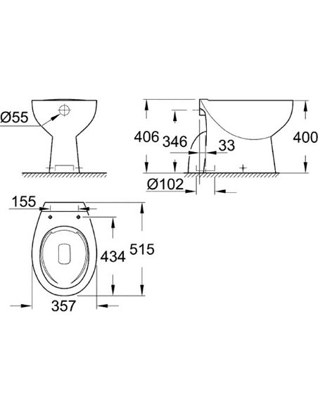 Grohe Back To Wall Toilet Bau Ceramic 39431000 - 2