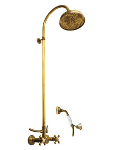 Shower mixer with shower column MORAVA RETRO bronze -...