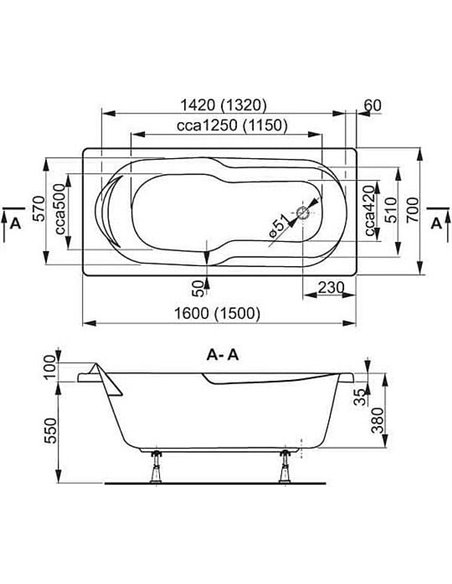 Акриловая ванна Vagnerplast Nymfa 150 см - 4