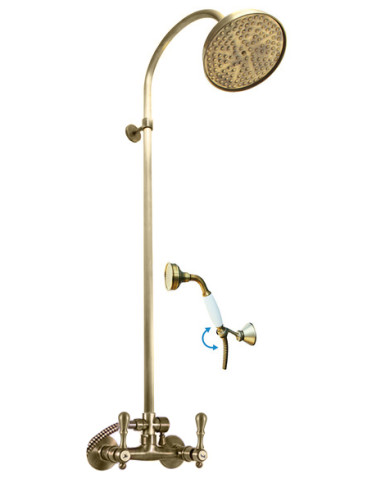 Shower mixer with shower column MORAVA RETRO bronze - Barva stará mosaz,Rozměr 150 mm