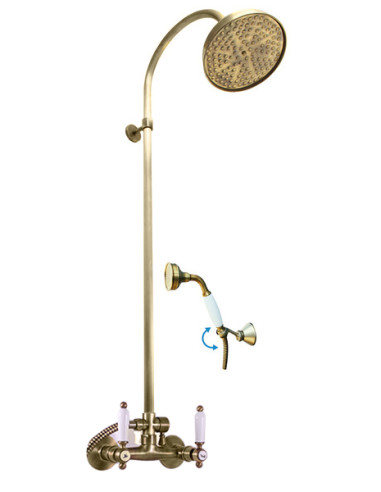 Shower mixer with shower column MORAVA RETRO bronze - Barva stará mosaz,Rozměr 100 mm