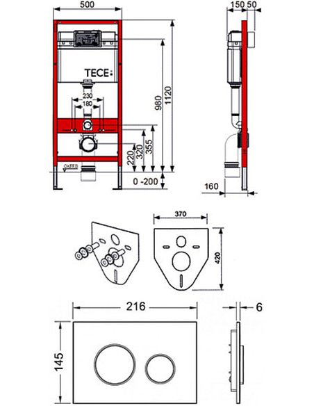 TECE Toilet Wall Mounting Frame Loop К400600 - 5