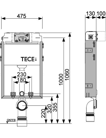 TECE Toilet Wall Mounting Frame TECEbox 9 370 000 - 7