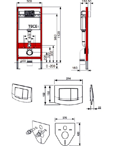 Система инсталляции для унитазов TECE TECEbase kit 9400005 4 в 1 с кнопкой смыва - 7